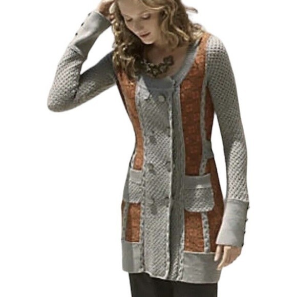 lia Molly Sweaters - Anthropologie Lia Molly Button Front Long Cardigan Belt Nordic Pattern Size XS